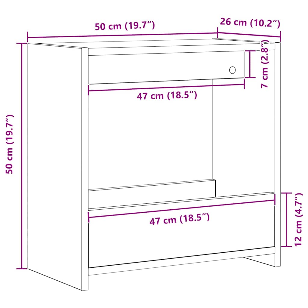 Boční Stůl Černý Dub 50 X 26 X 50 Cm Kompozitní Dřevo