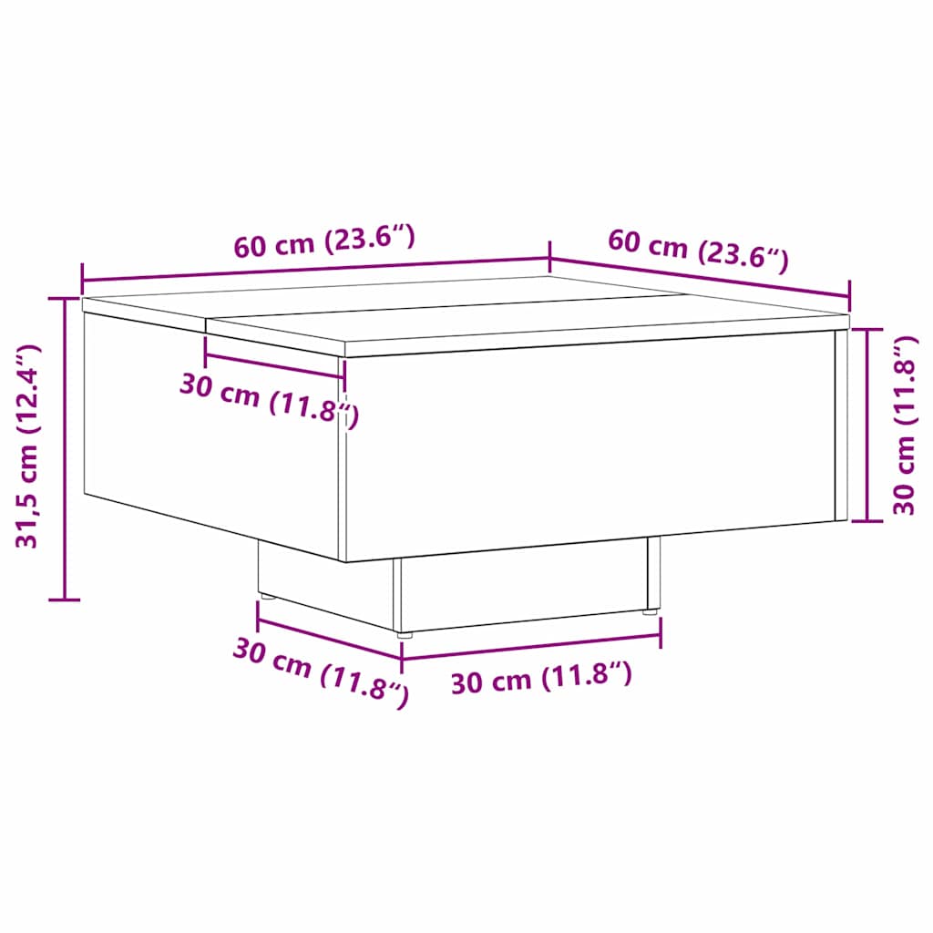 Konferenční Stolek Černý Dub 60 X 60 X 31,5 Cm Kompozitní Dřevo