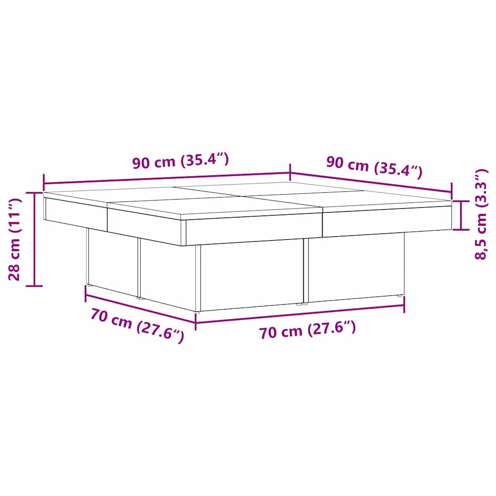 Konferenční Stolek Černý Dub 90 X 90 X 28 Cm Kompozitní Dřevo