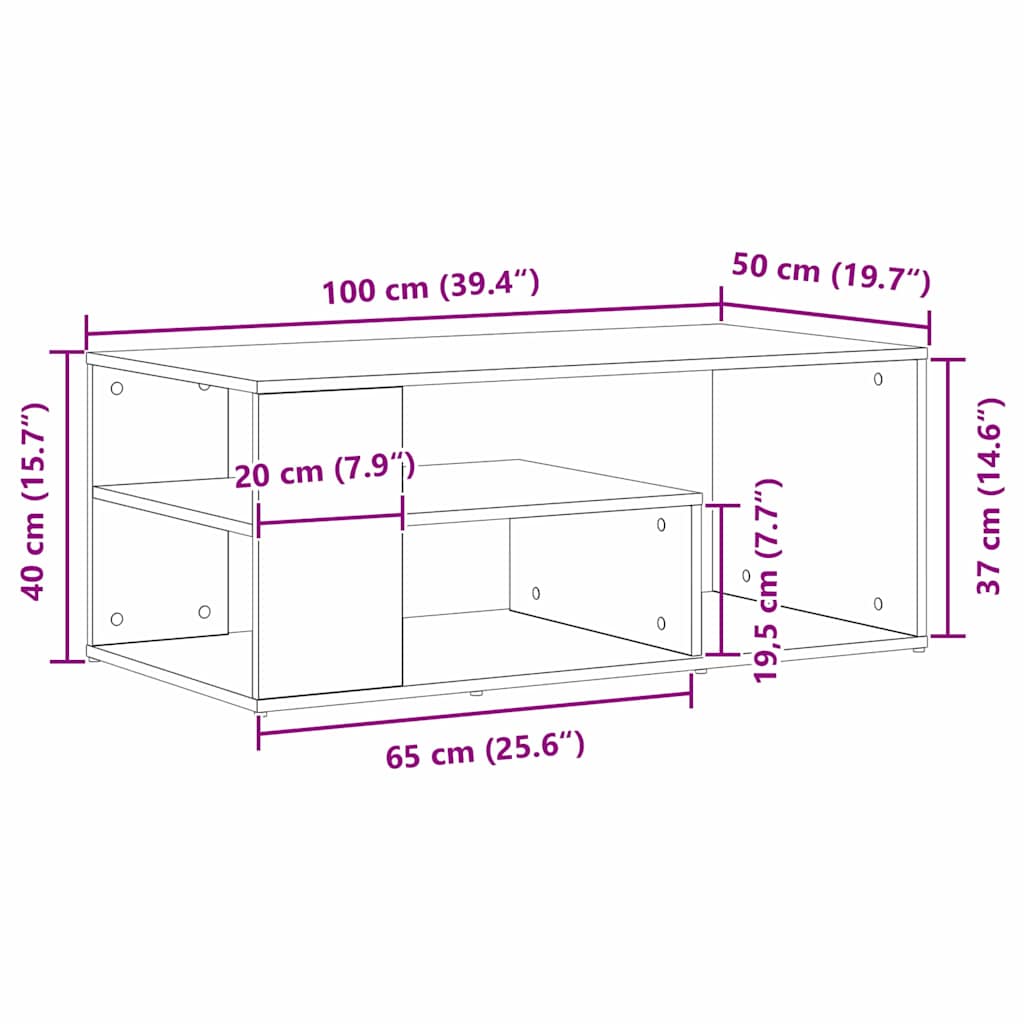 Konferenční Stolek Černý Dub 100 X 50 X 40 Cm Kompozitní Dřevo