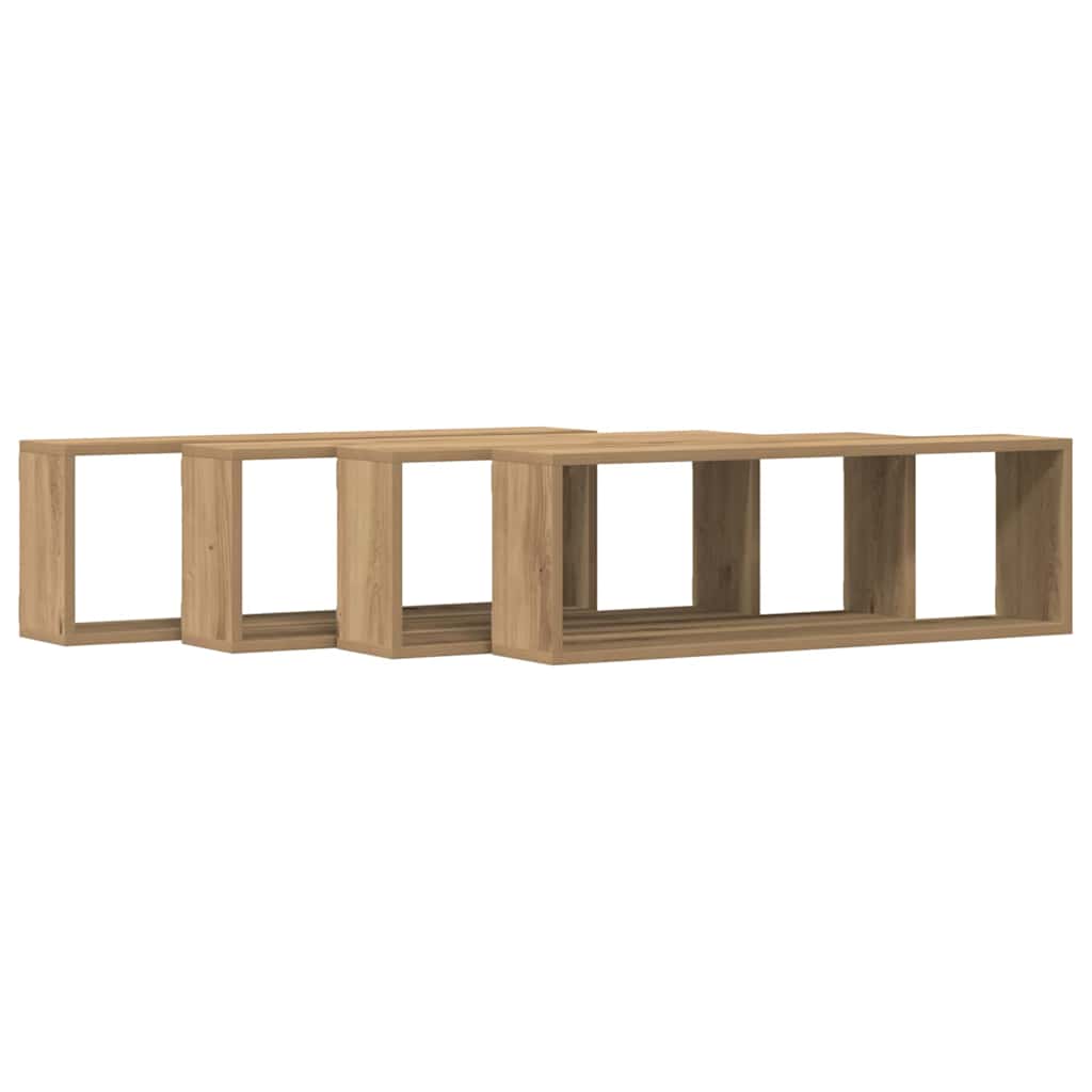Nástěnné Poličky Nástěnná Montáž 4 Pcs Umělecký Dub