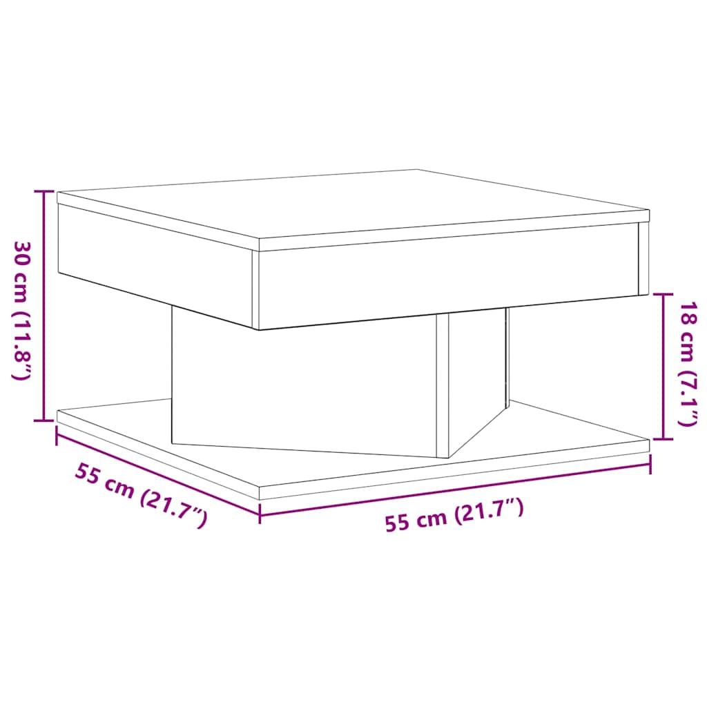 Konferenční Stolek Černý Dub 57 X 57 X 30 Cm Kompozitní Dřevo