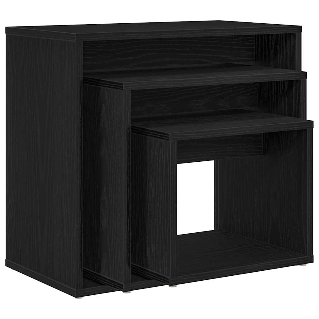 Nesting Stůl 3 Ks Černý Dub 55 X 30 X 50 Cm Kompozitní Dřevo