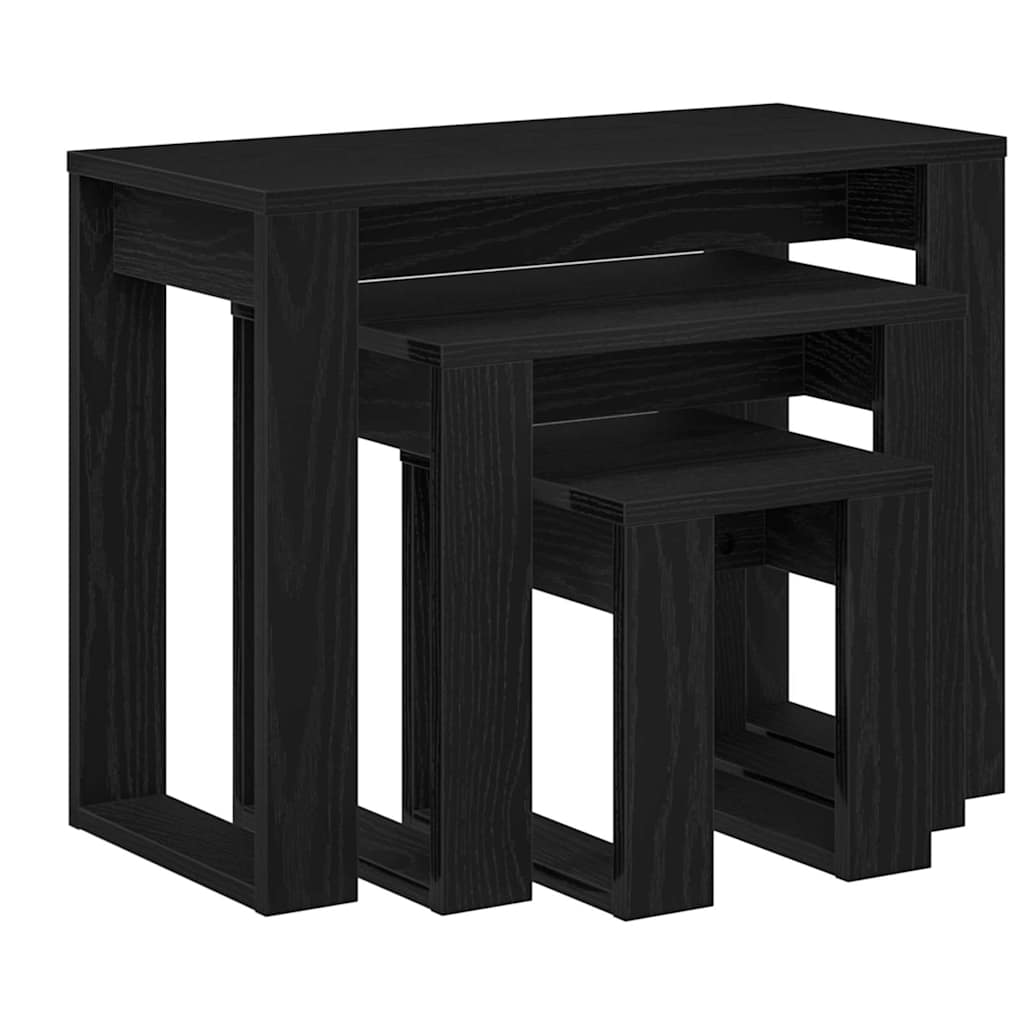 Hnízdové Stolky 3 Ks Černý Dub 61 X 28 X 47 Cm Kompozitní Dřevo