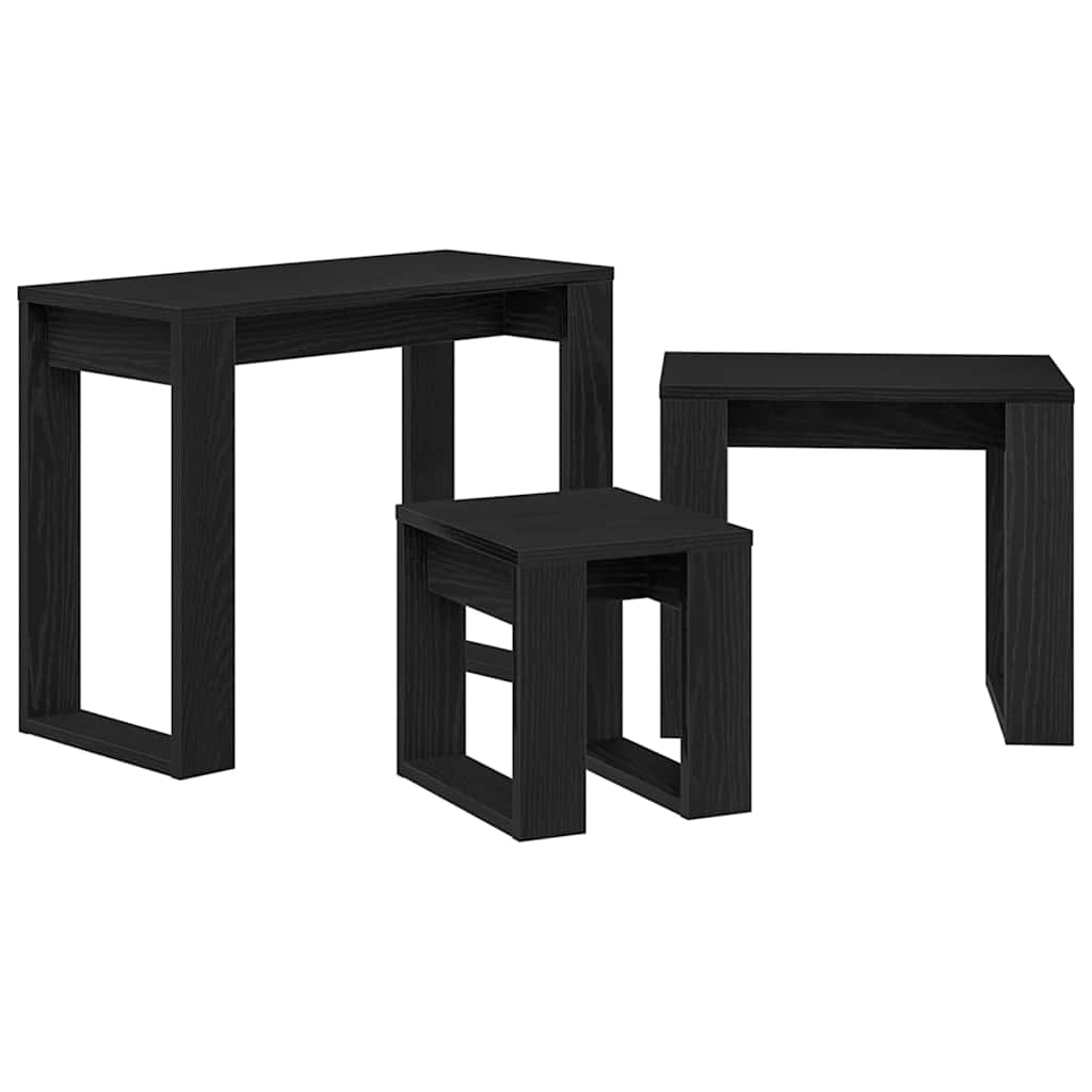 Hnízdové Stolky 3 Ks Černý Dub 61 X 28 X 47 Cm Kompozitní Dřevo