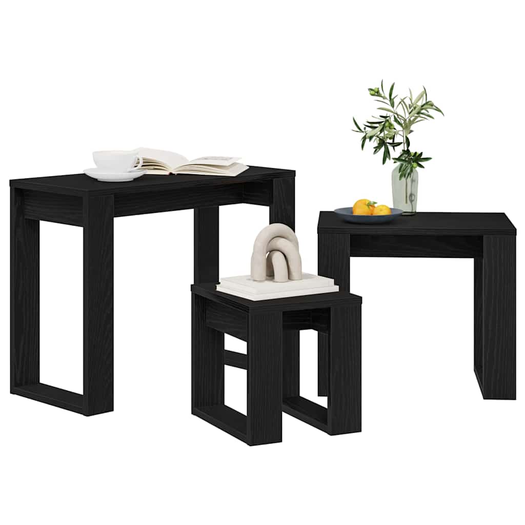 Hnízdové Stolky 3 Ks Černý Dub 61 X 28 X 47 Cm Kompozitní Dřevo