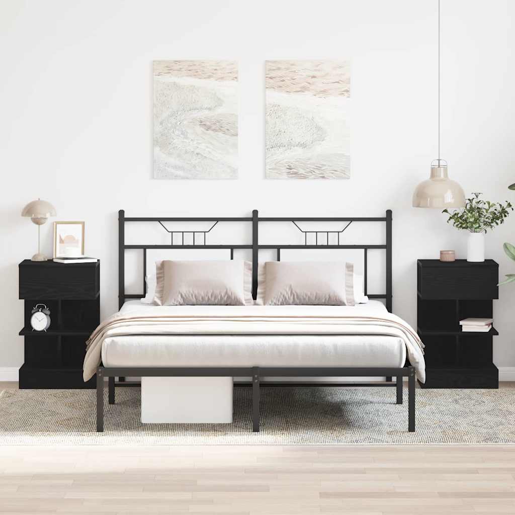 Noční Skříňka 2 Ks Černý Dub 40 X 35 X 65 Cm Kompozitní Dřevo