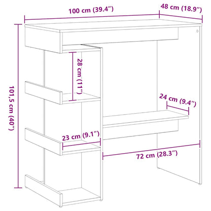 Barový Stůl 100 X 48 X 101,5 Cm Kompozitní Dřevo Černý Dub