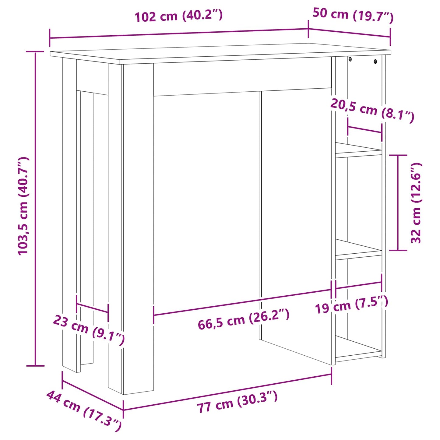 Barový Stůl 102 X 50 X 103,5 Cm Kompozitní Dřevo Černý Dub