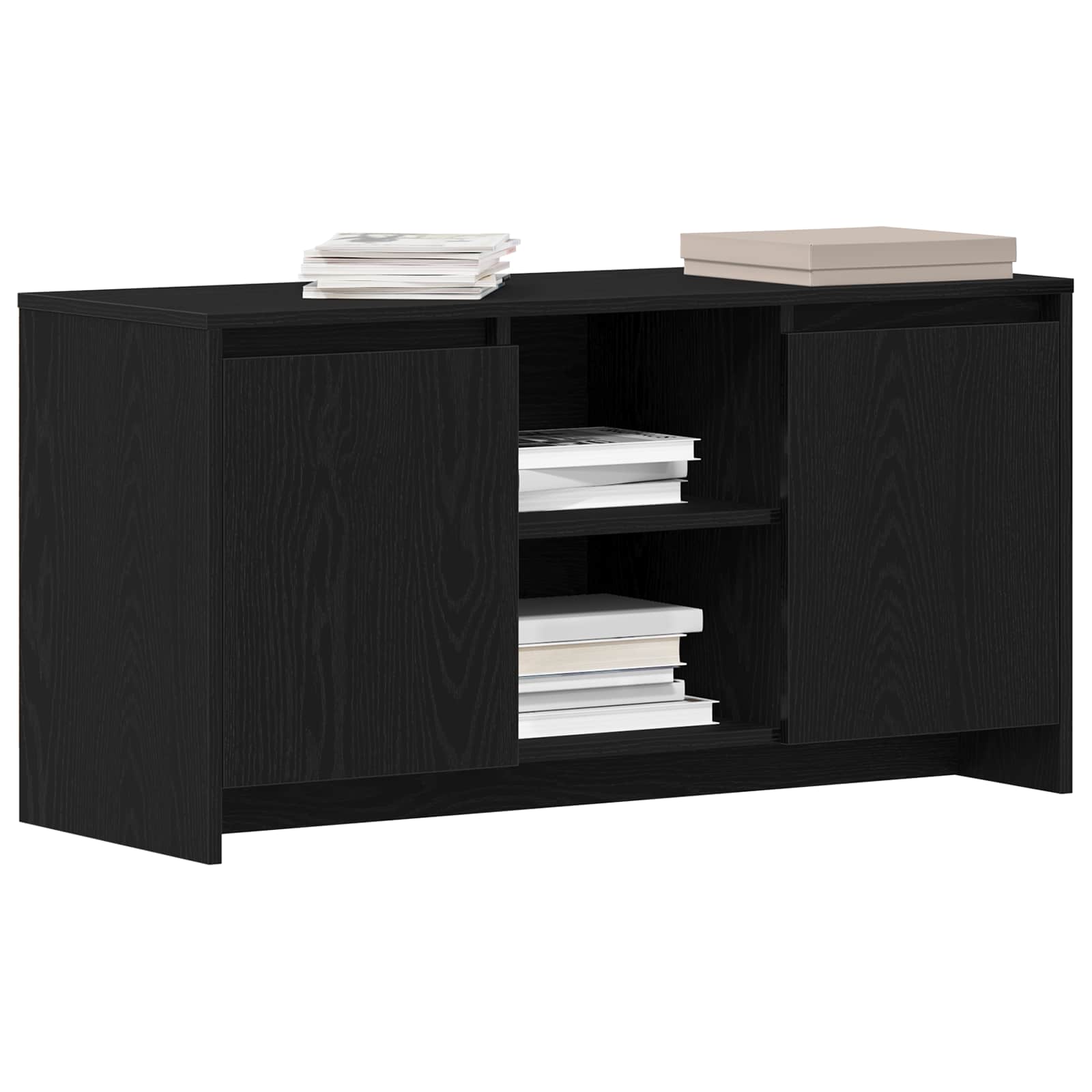 Televizní Skříň 102 X 37,5 X 52,5 Cm Černý Dub Kompozitní Dřevo