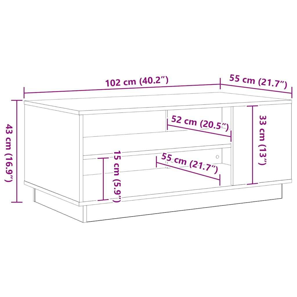 Konferenční Stolek Černý Dub 102 X 55 X 43 Cm Kompozitní Dřevo