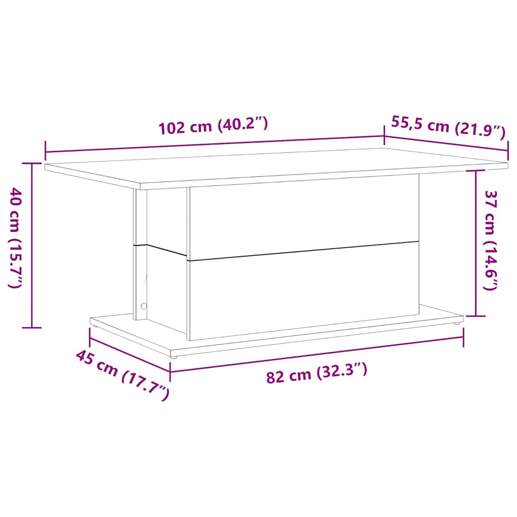 Konferenční Stolek Černý Dub 102 X 55,5 X 40 Cm