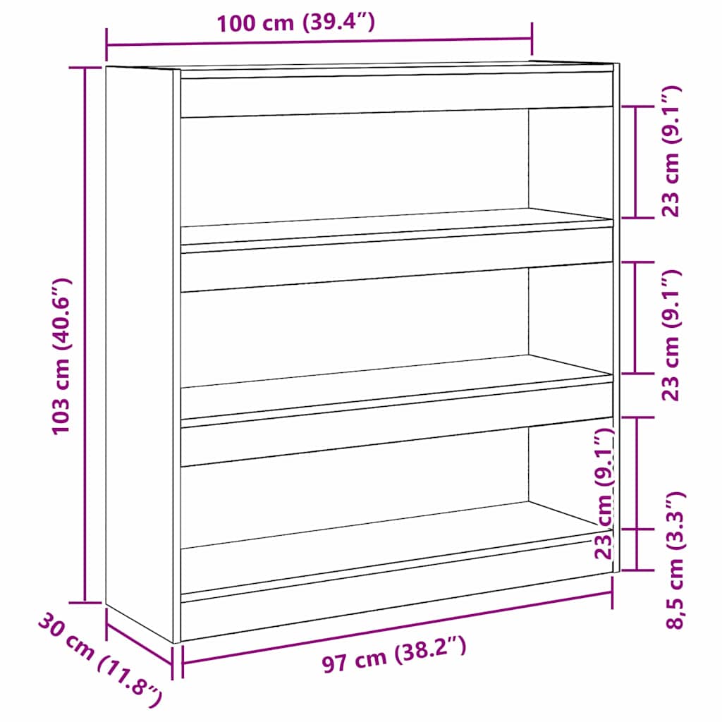 Knihovna 3 Úrovní 100 X 30 X 103 Cm Kompozitní Dřevo