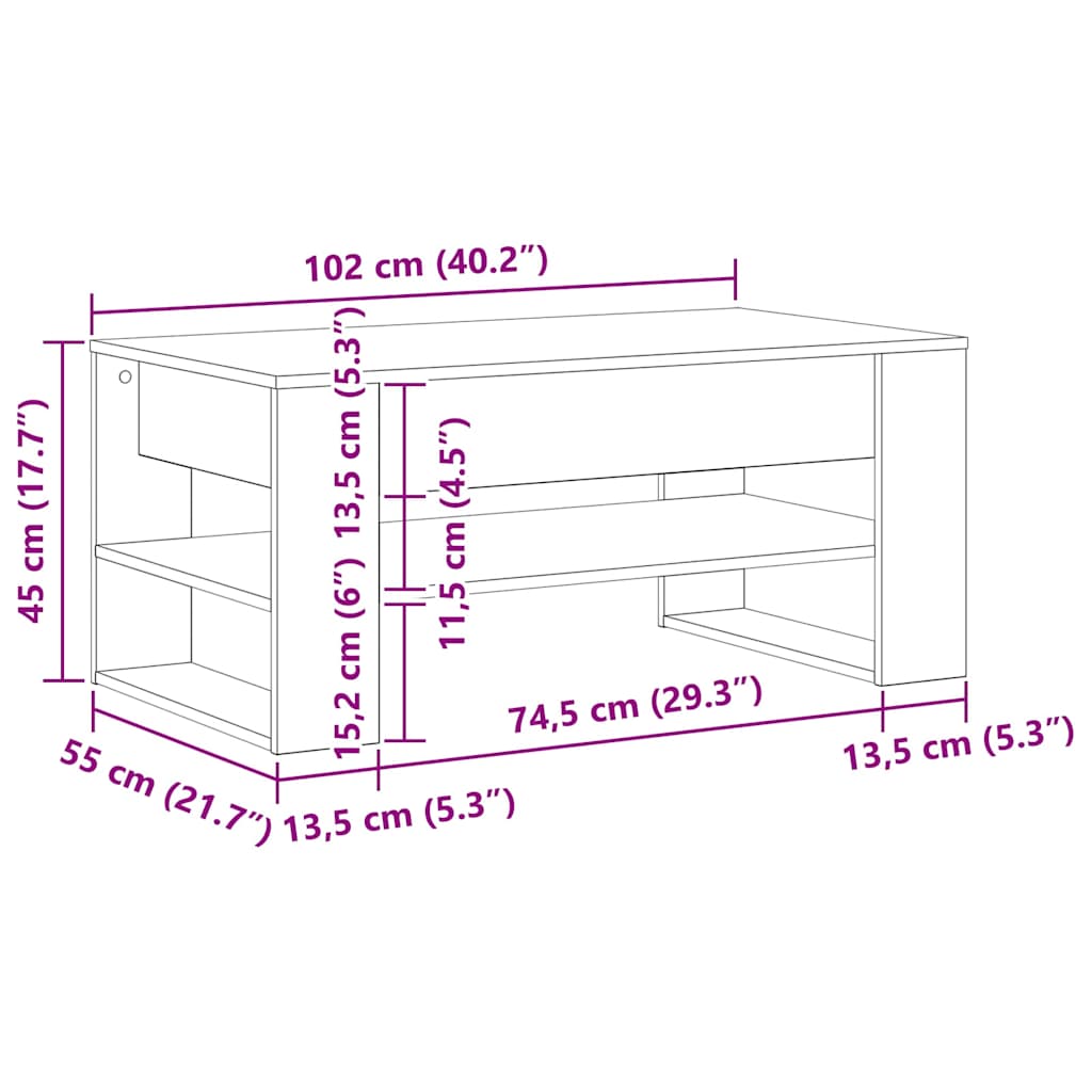 Konferenční Stolek Staré Dřevo 102 X 55 X 45 Cm