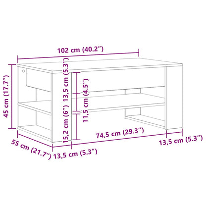 Konferenční Stolek Artisanový Dub 102 X 55 X 45 Cm