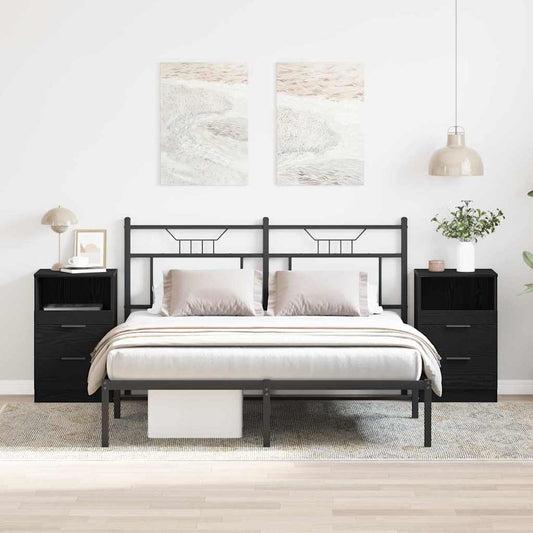 Noční Skříňka 2 Ks Černý Dub 40 X 35 X 65 Cm Kompozitní Dřevo