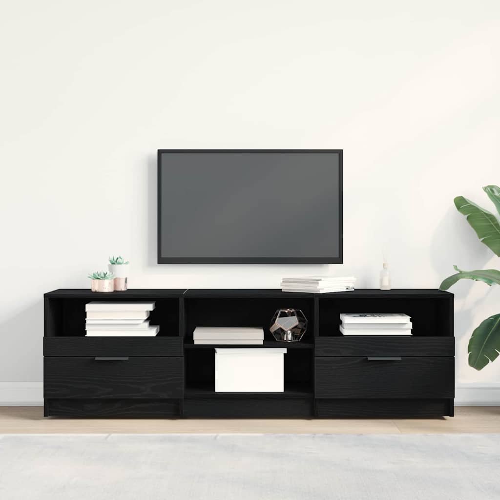 Televizní Skříň 150 X 33,5 X 45 Cm Černý Dub Kompozitní Dřevo