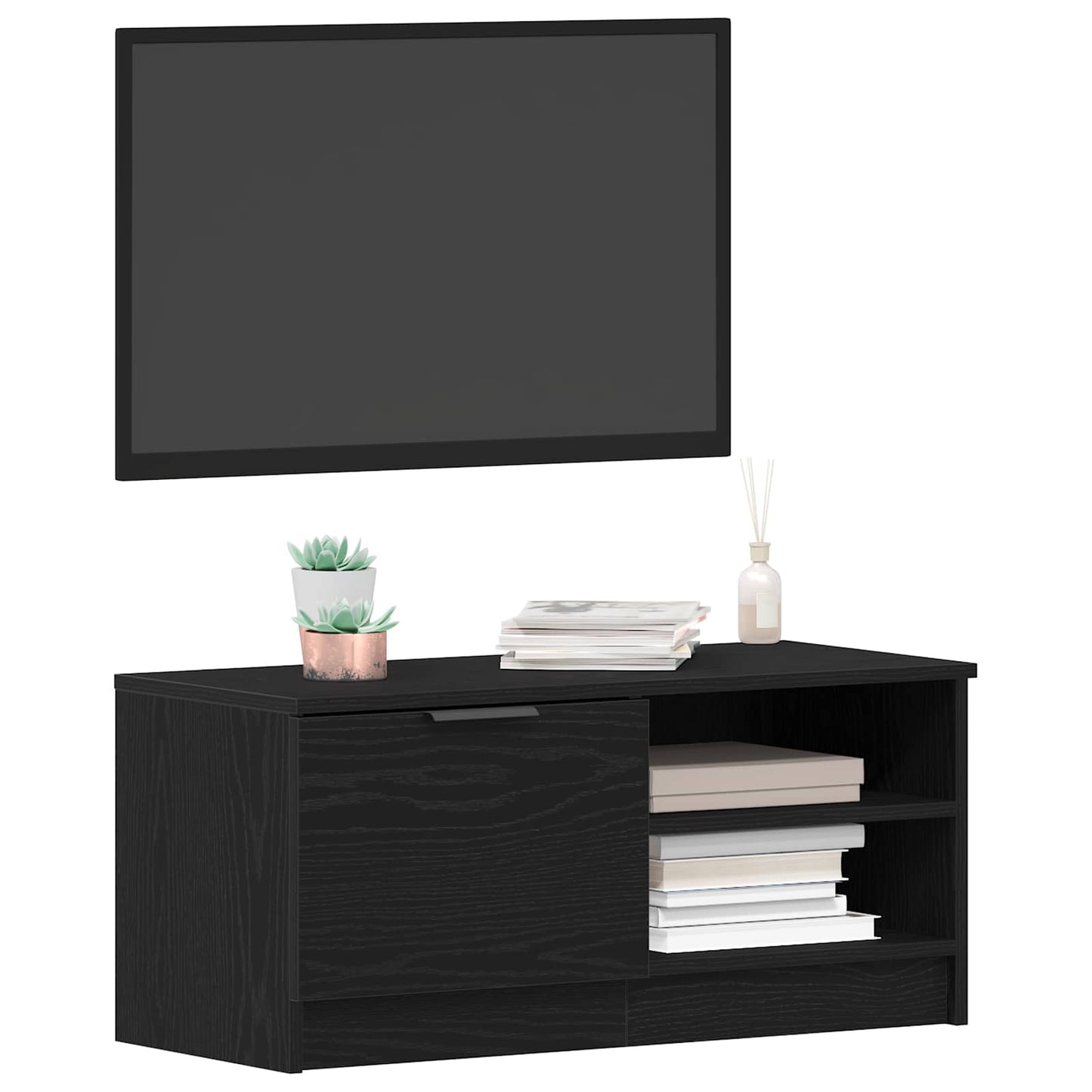 Televizní Skříň 80 X 35 X 36,5 Cm Černý Dub Kompozitní Dřevo