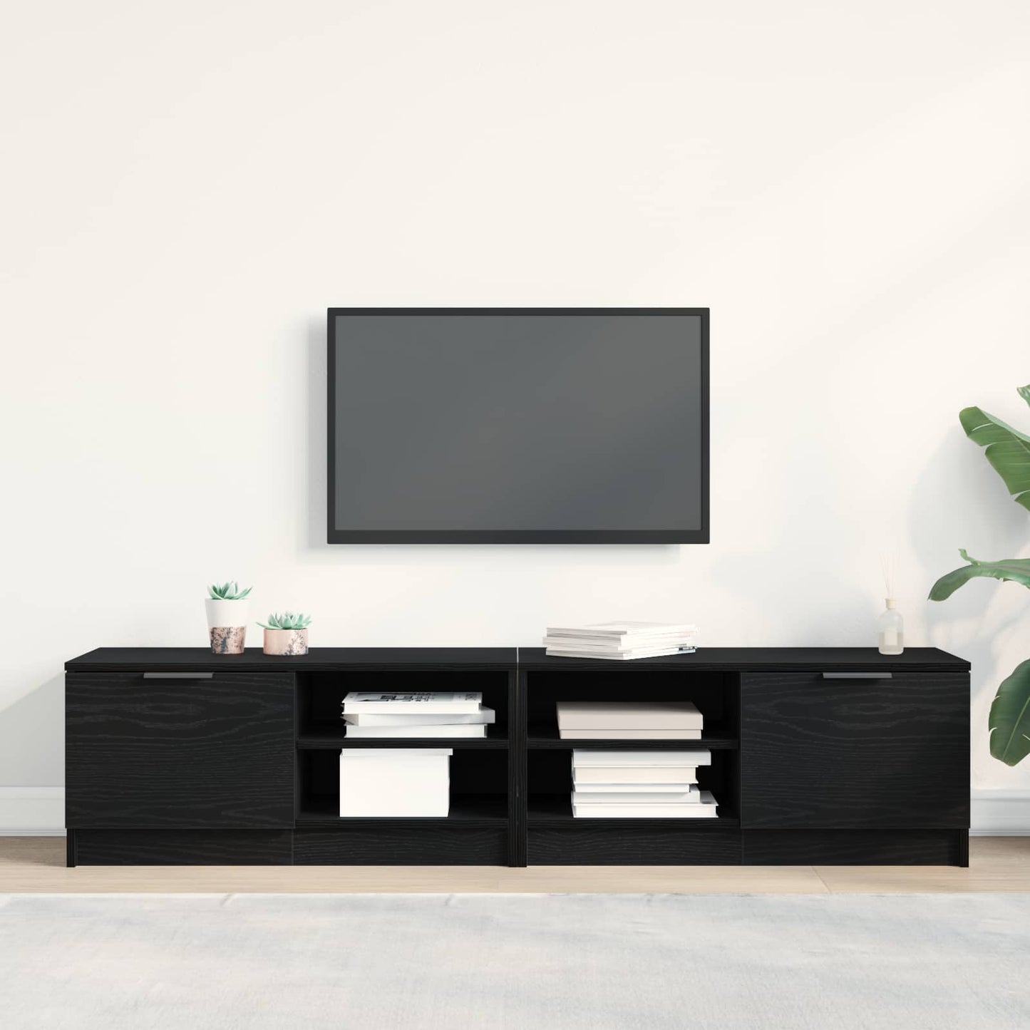 Televizní Skříň 2 Pcs Černý Dub Kompozitní Dřevo