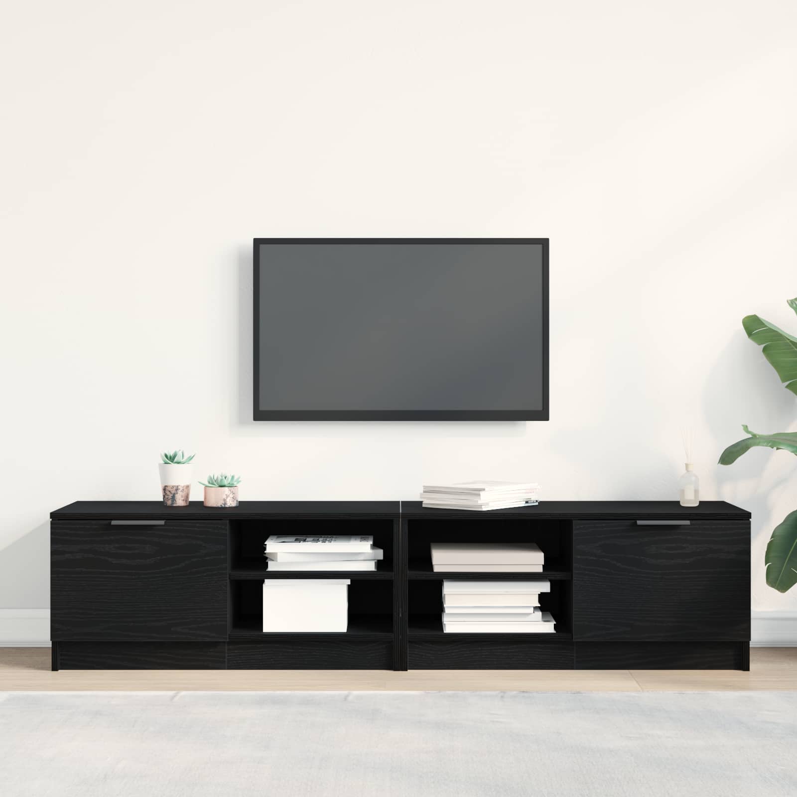 Televizní Skříň 2 Pcs Černý Dub Kompozitní Dřevo