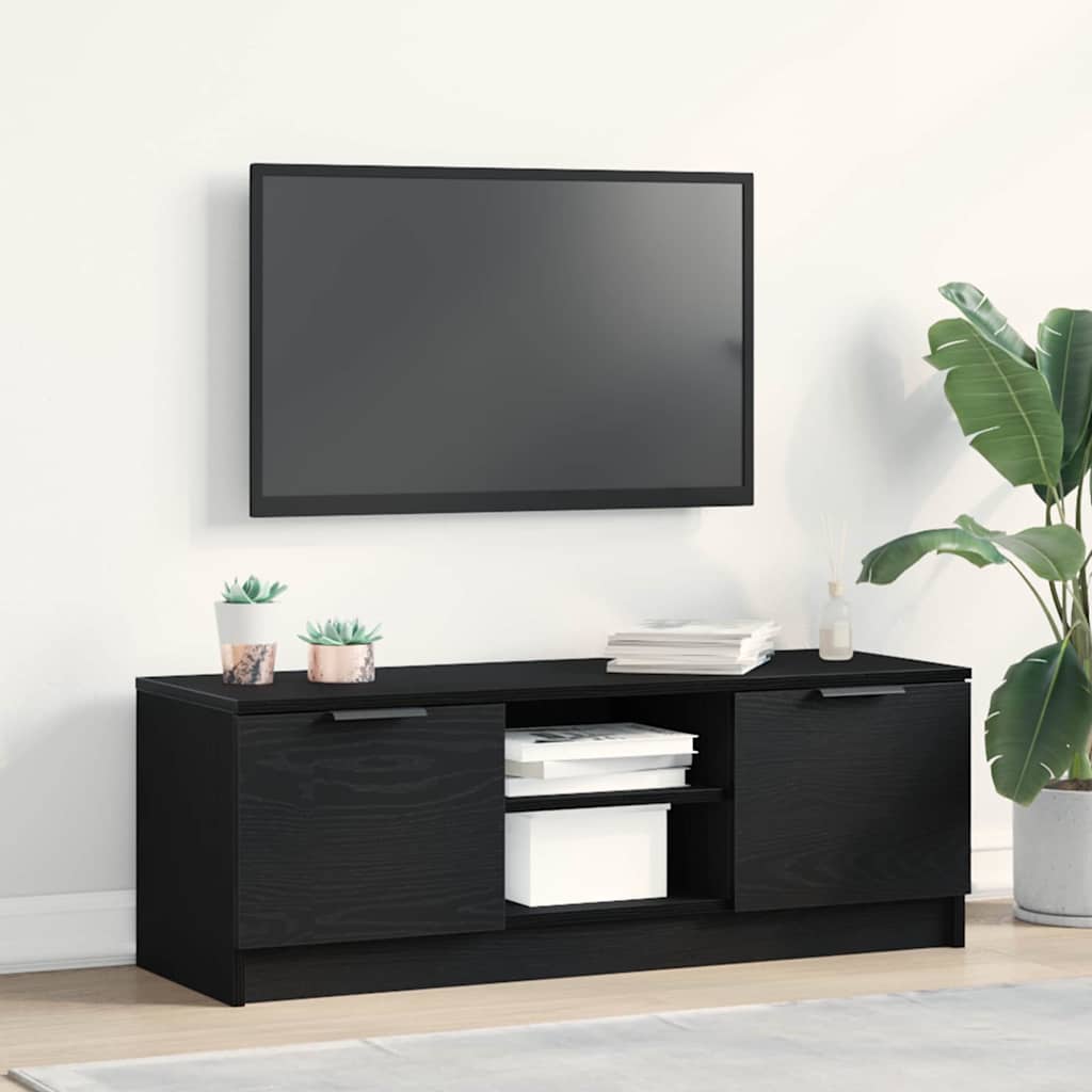 Televizní Skříň 102 X 32 X 35.5 Cm Černý Dub Kompozitní Dřevo