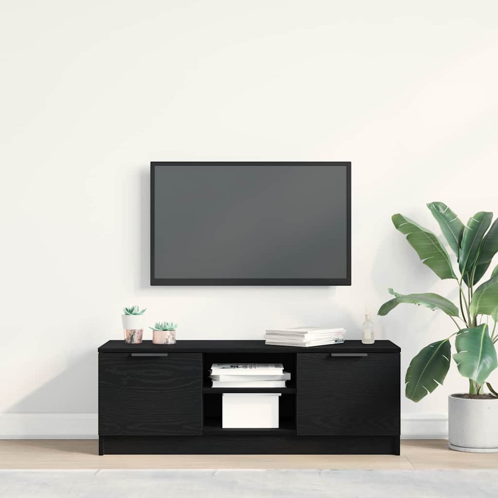 Televizní Skříň 102 X 32 X 35.5 Cm Černý Dub Kompozitní Dřevo