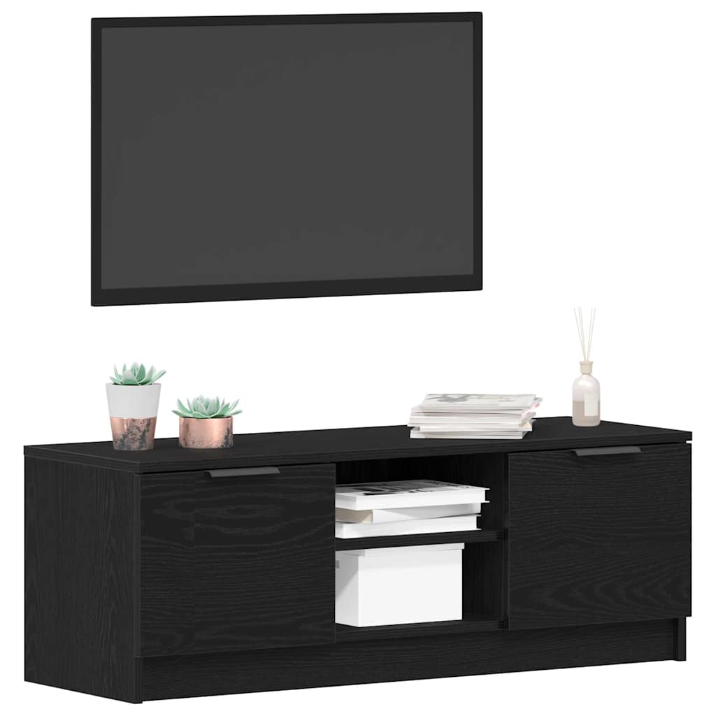 Televizní Skříň 102 X 32 X 35.5 Cm Černý Dub Kompozitní Dřevo