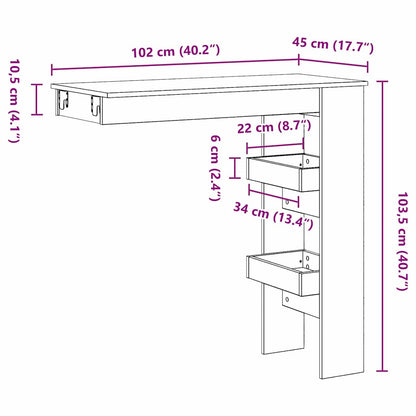 Závěsný Barový Stůl 102 X 45 X 103,5 Cm Kompozitní Dřevo