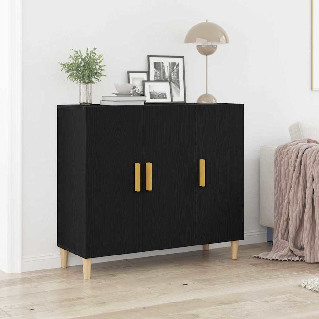 Servírovací Skříň Černý Dub 90 X 34 X 80 Cm Kompozitní Dřevo