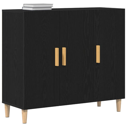 Servírovací Skříň Černý Dub 90 X 34 X 80 Cm Kompozitní Dřevo