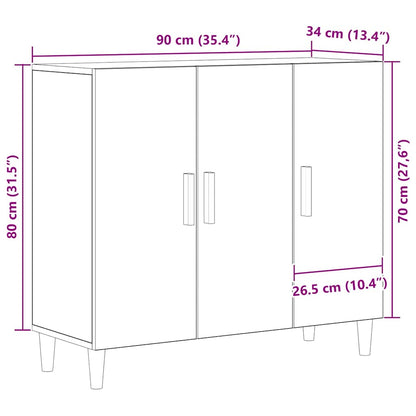 Servírovací Skříň Černý Dub 90 X 34 X 80 Cm Kompozitní Dřevo