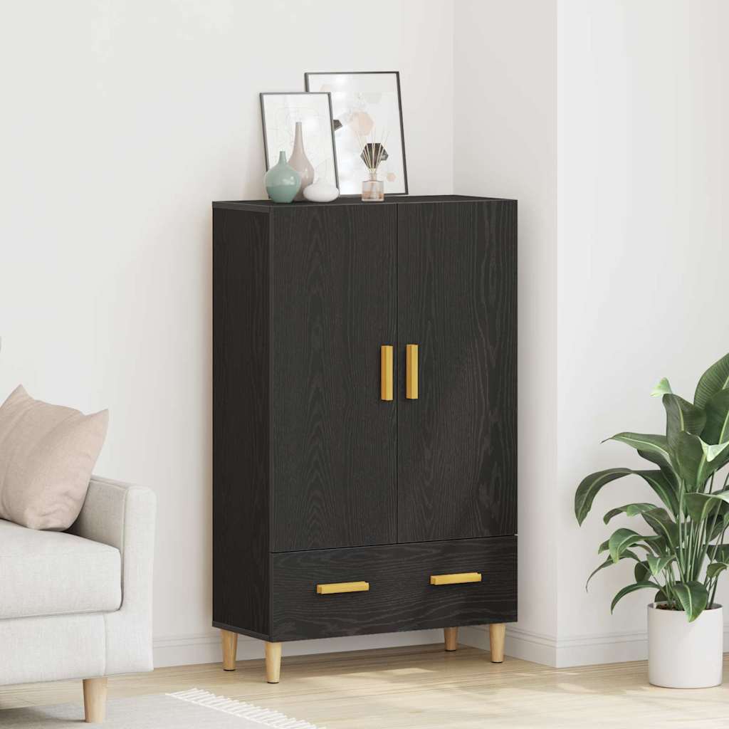 Vysoký Bufet Černý Dub 70 X 31 X 115 Cm Kompozitní Dřevo
