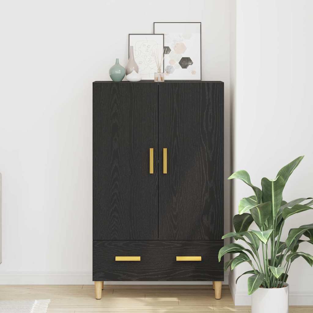 Vysoký Bufet Černý Dub 70 X 31 X 115 Cm Kompozitní Dřevo