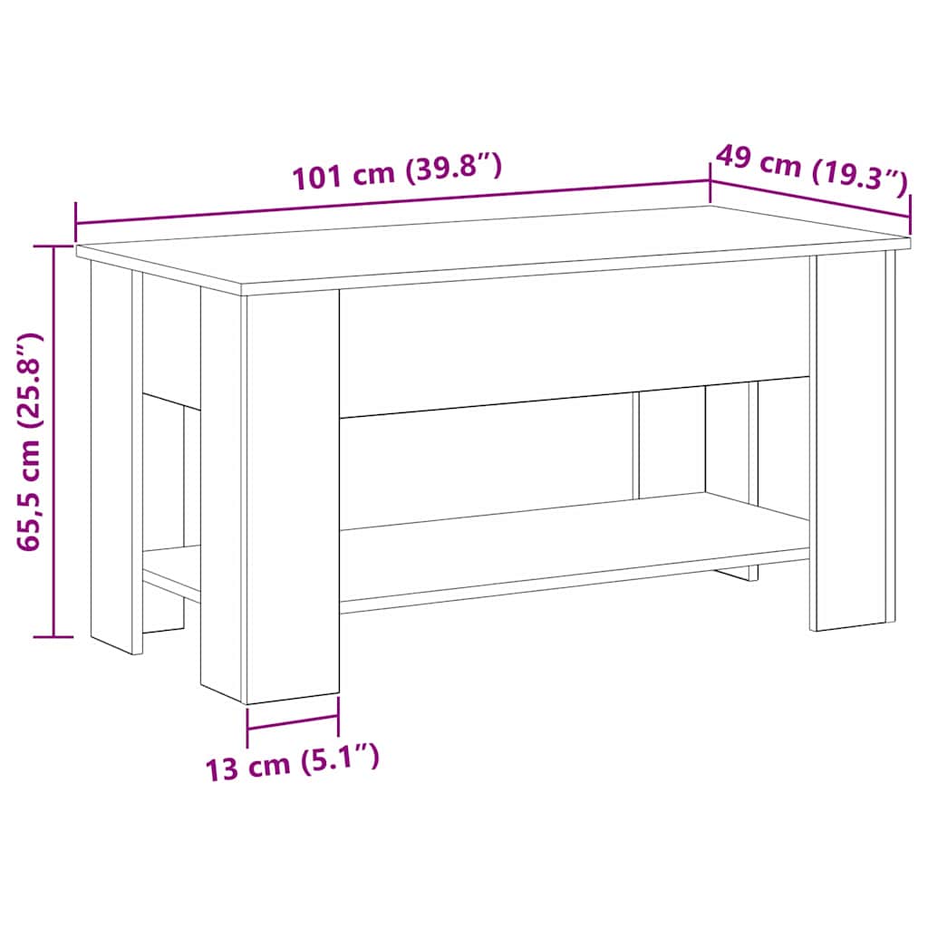Konferenční Stolek Černý Dub 101 X 49 X 52 Cm Kompozitní Dřevo
