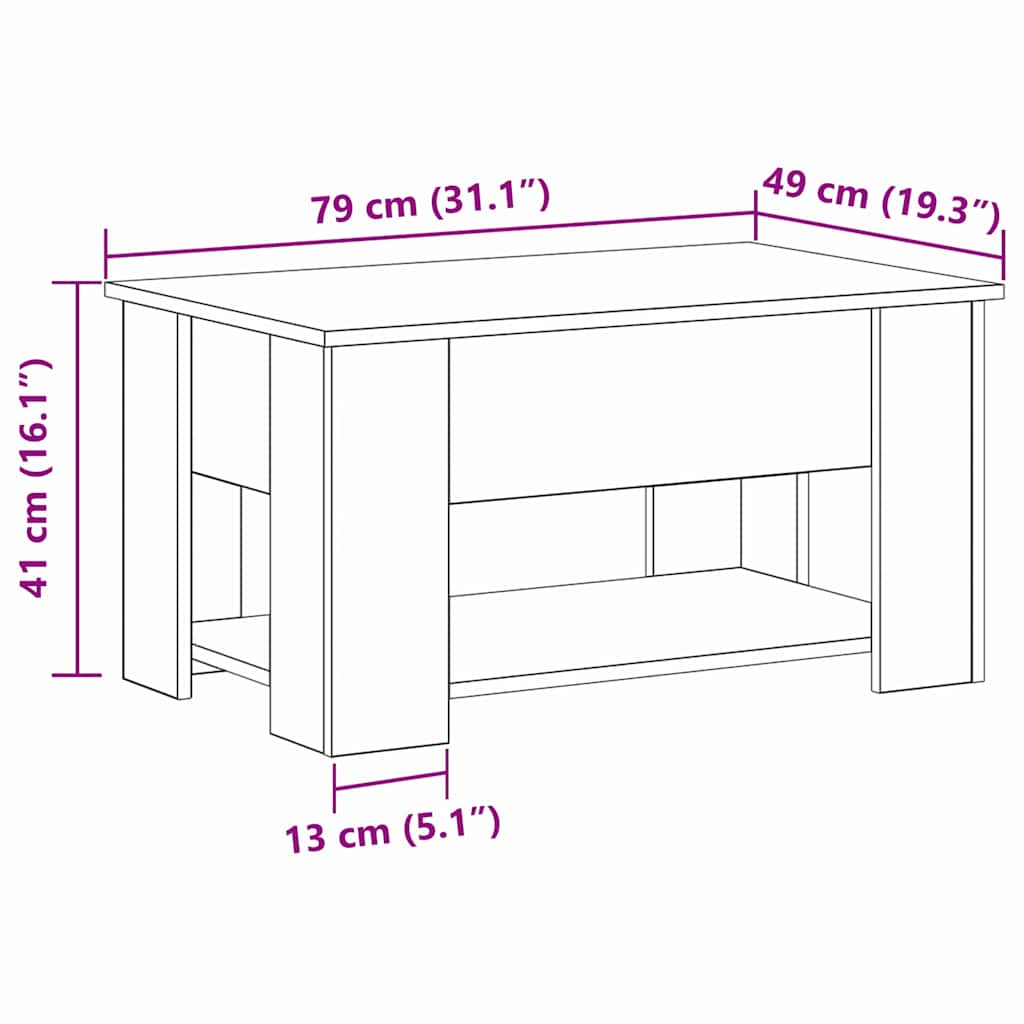 Konferenční Stolek Černý Dub 79 X 49 X 41 Cm Kompozitní Dřevo