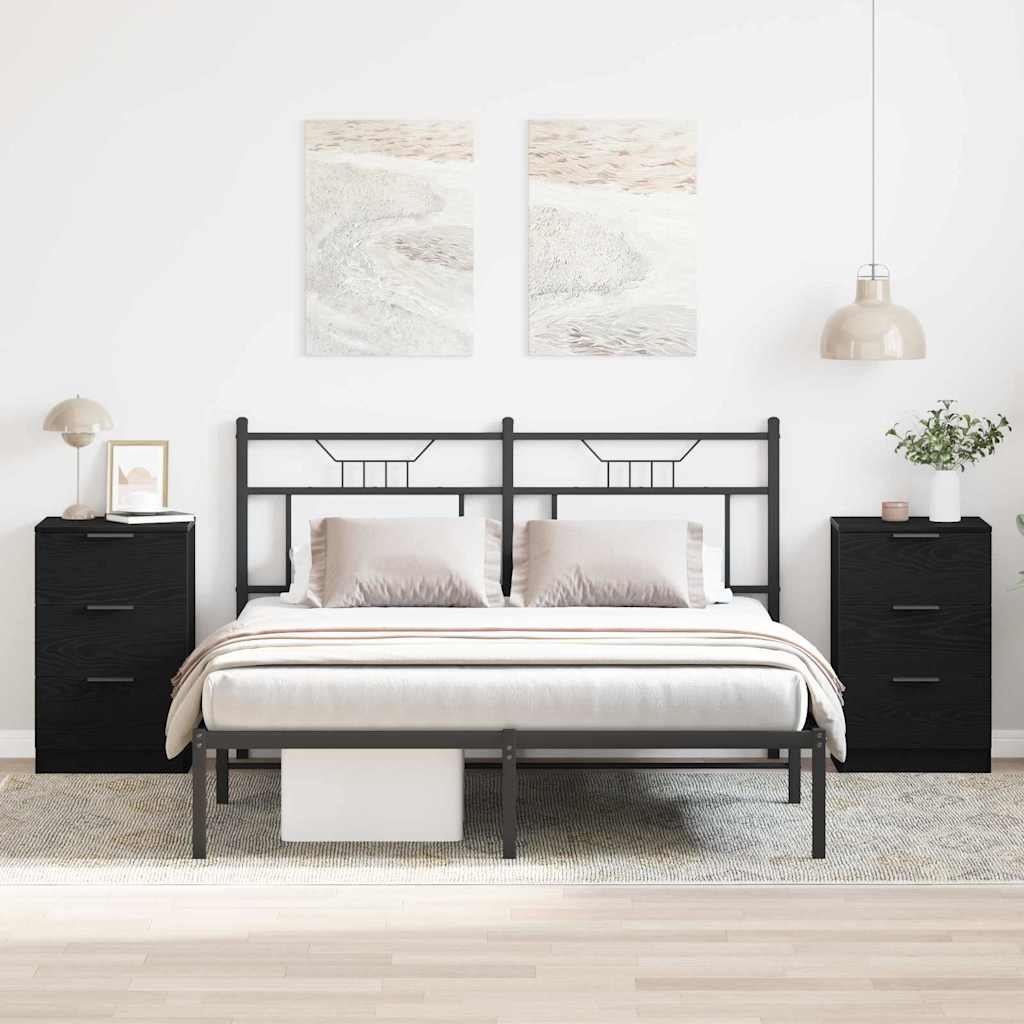 Noční Skříňka 2 Ks Černý Dub 40 X 65 X 65 Cm Kompozitní Dřevo