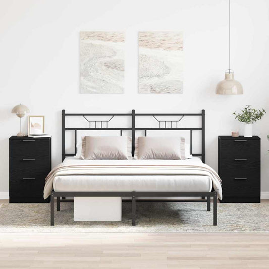Noční Skříňka 2 Ks Černý Dub 40 X 65 X 65 Cm Kompozitní Dřevo