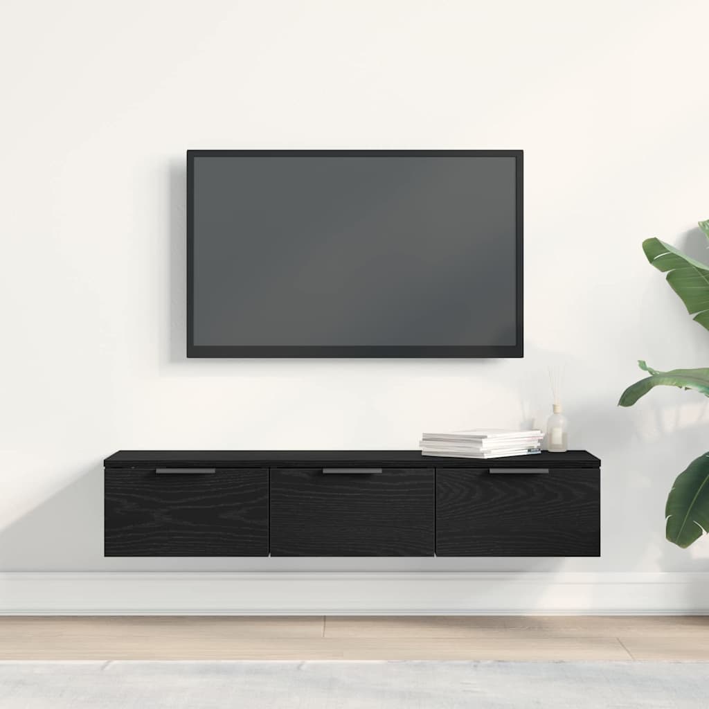 Nástěnná Skříňka Černý Dub 102 X 30 X 20 Cm Kompozitní Dřevo