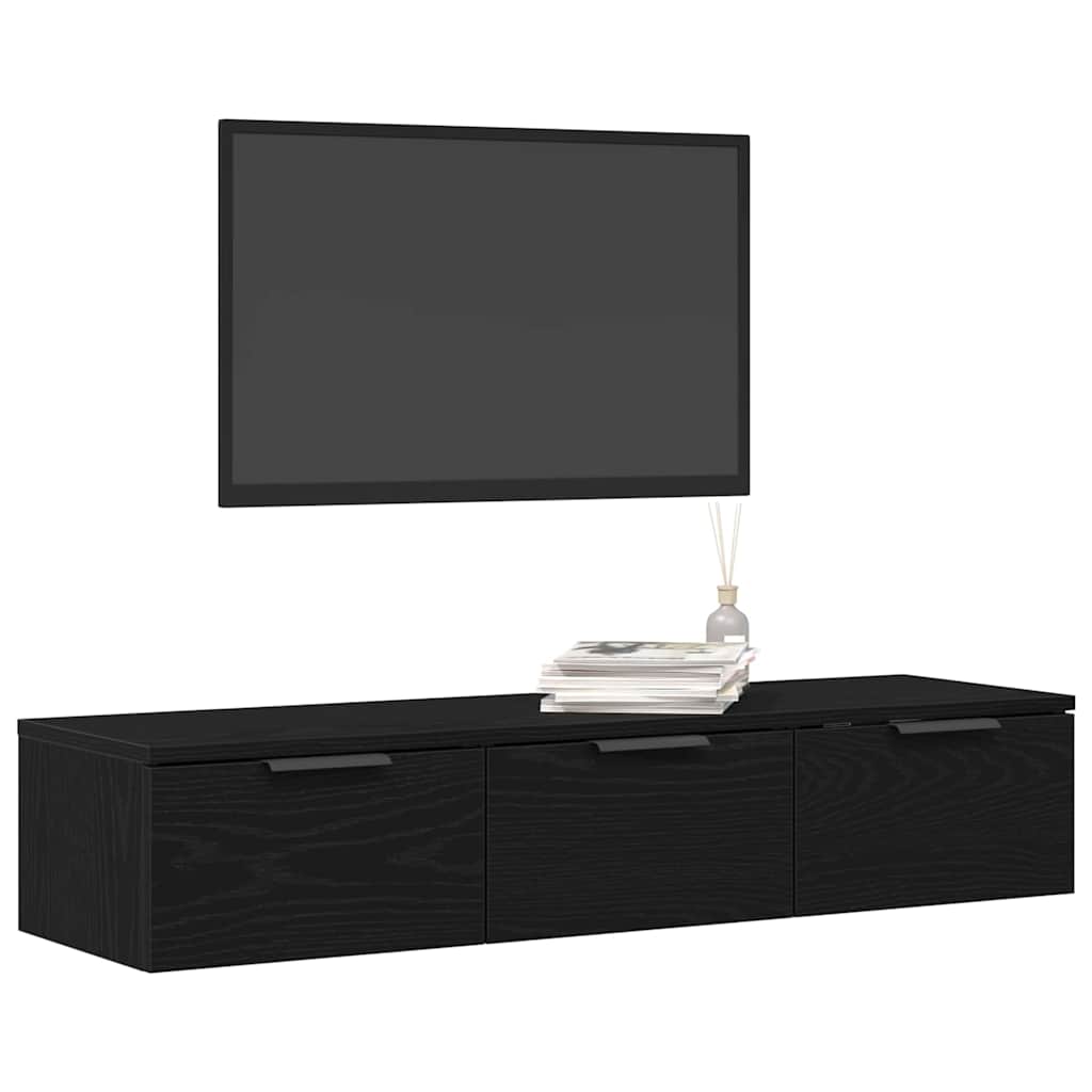 Nástěnná Skříňka Černý Dub 102 X 30 X 20 Cm Kompozitní Dřevo