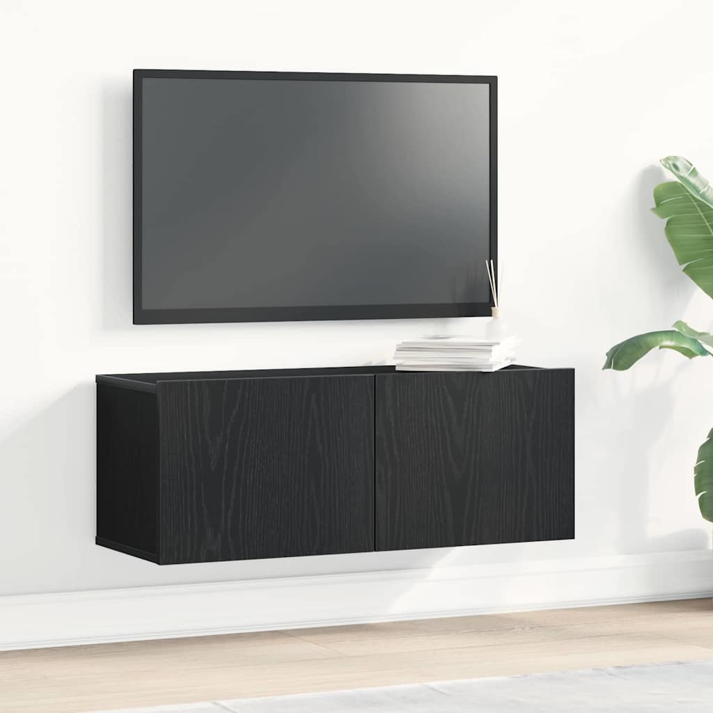Televizní Skříň 2 Pcs Černý Dub Kompozitní Dřevo