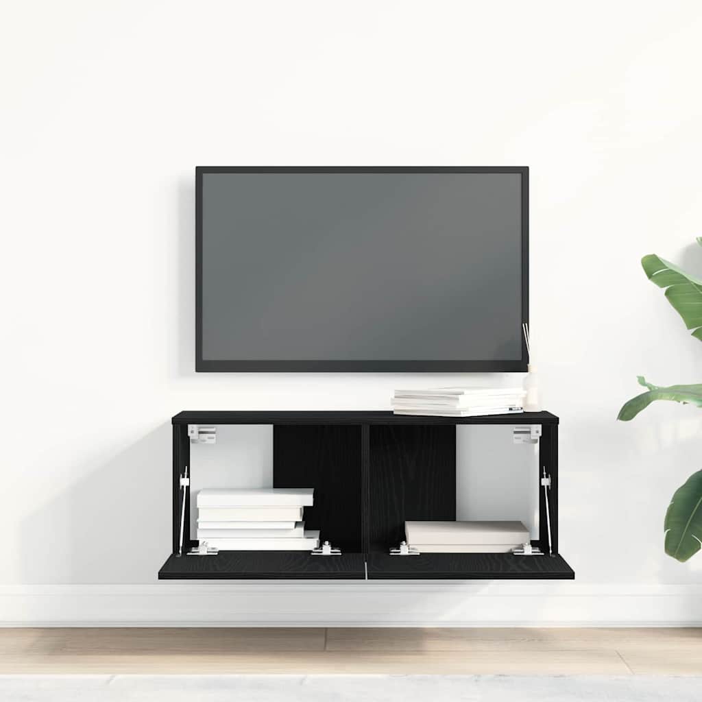 Televizní Skříň 2 Pcs Černý Dub Kompozitní Dřevo