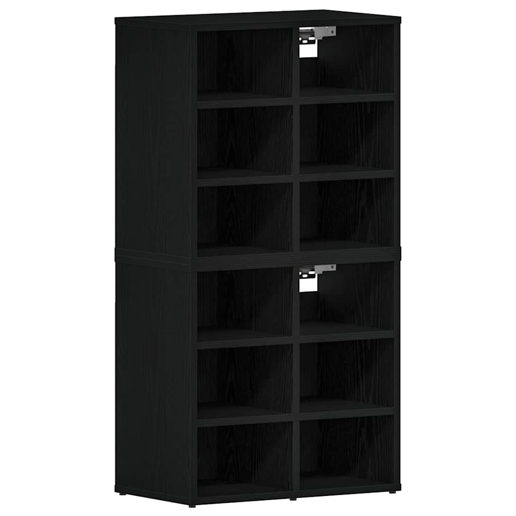 Skříň Na Obuv 2 Ks 52 X 30 X 50,5 Cm Kompozitní Dřevo Černý Dub
