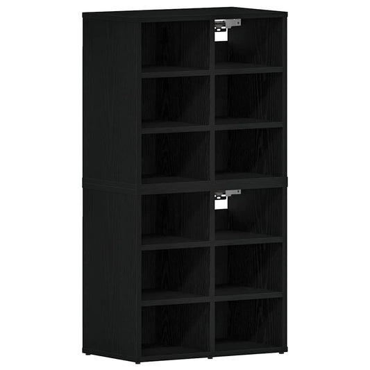 Skříň Na Obuv 2 Ks 52 X 30 X 50,5 Cm Kompozitní Dřevo Černý Dub
