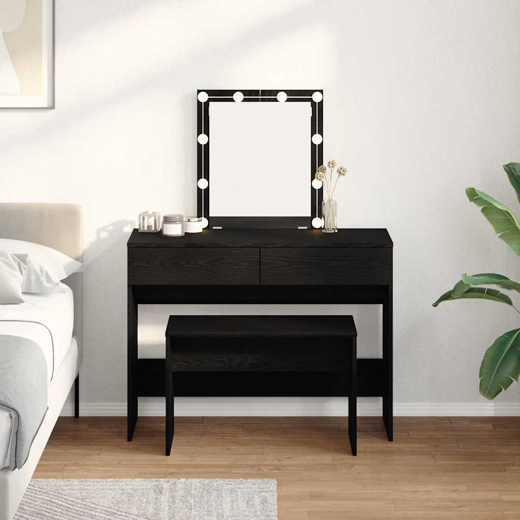 Toaletní Stolička Černý Dub 70 X 35 X 45 Cm Kompozitní Dřevo