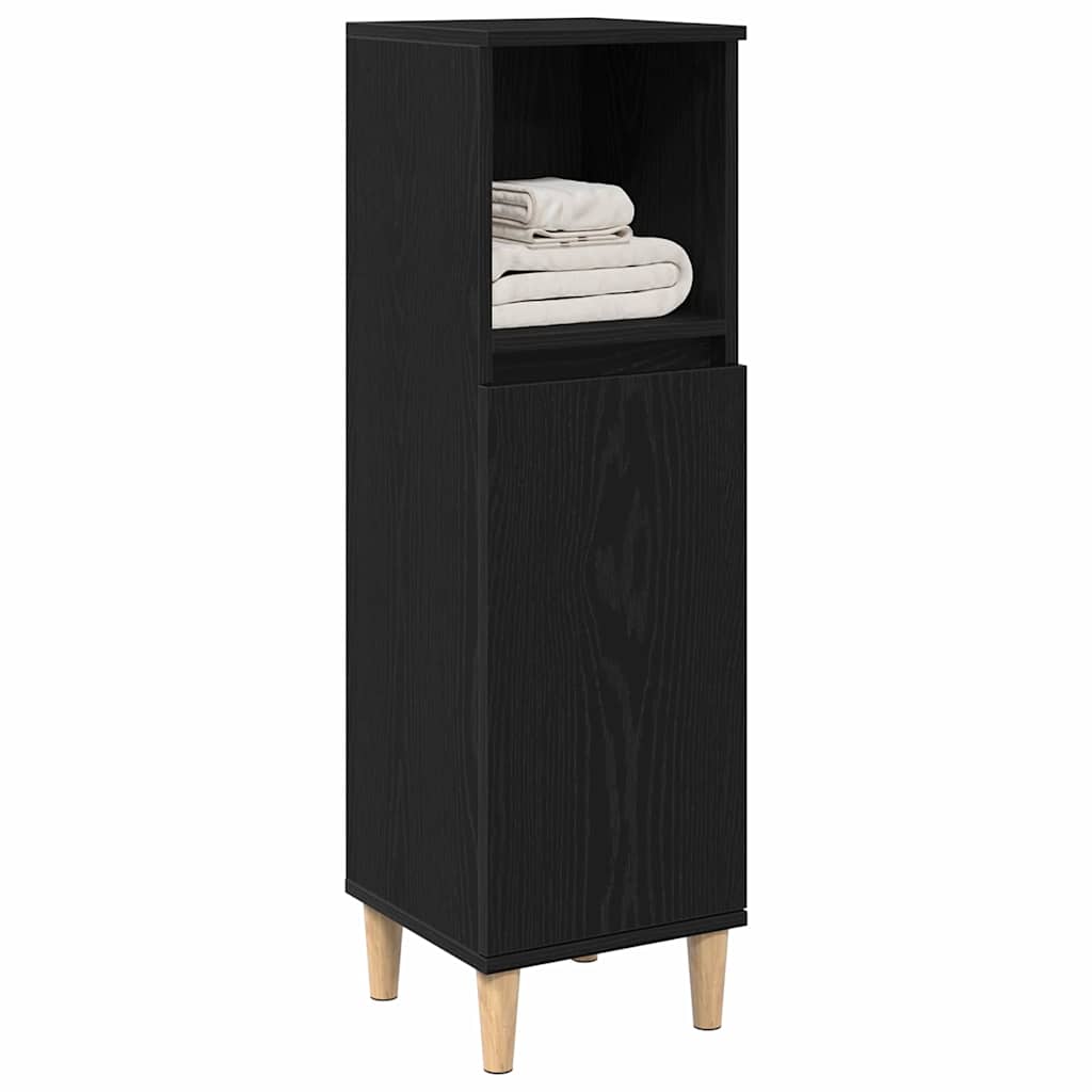 Koupelnový Kabinet Černý Dub 30 X 30 X 100 Cm Kompozitní Dřevo