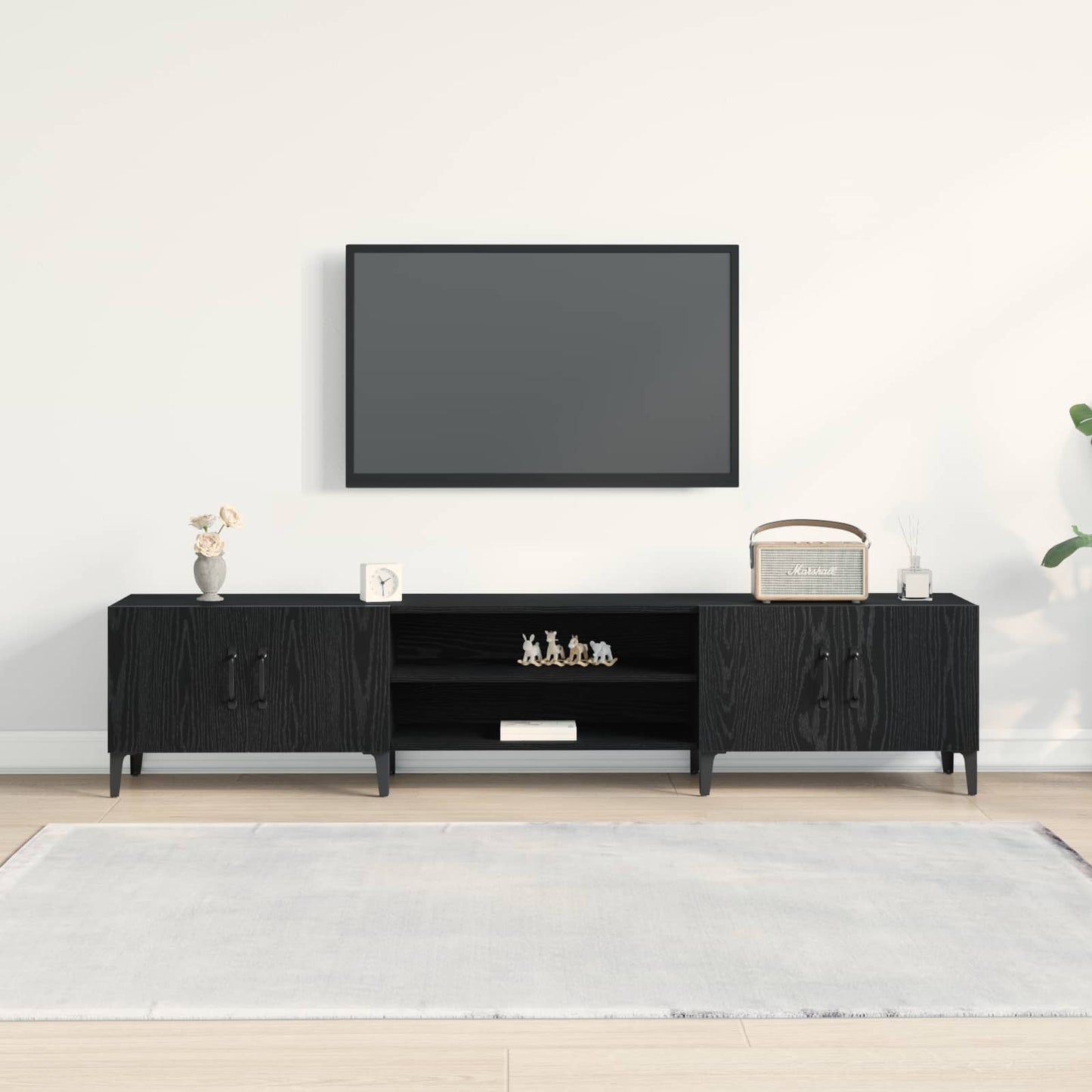 Televizní Skříň 180 X 31,5 X 40 Cm Černý Dub Kompozitní Dřevo