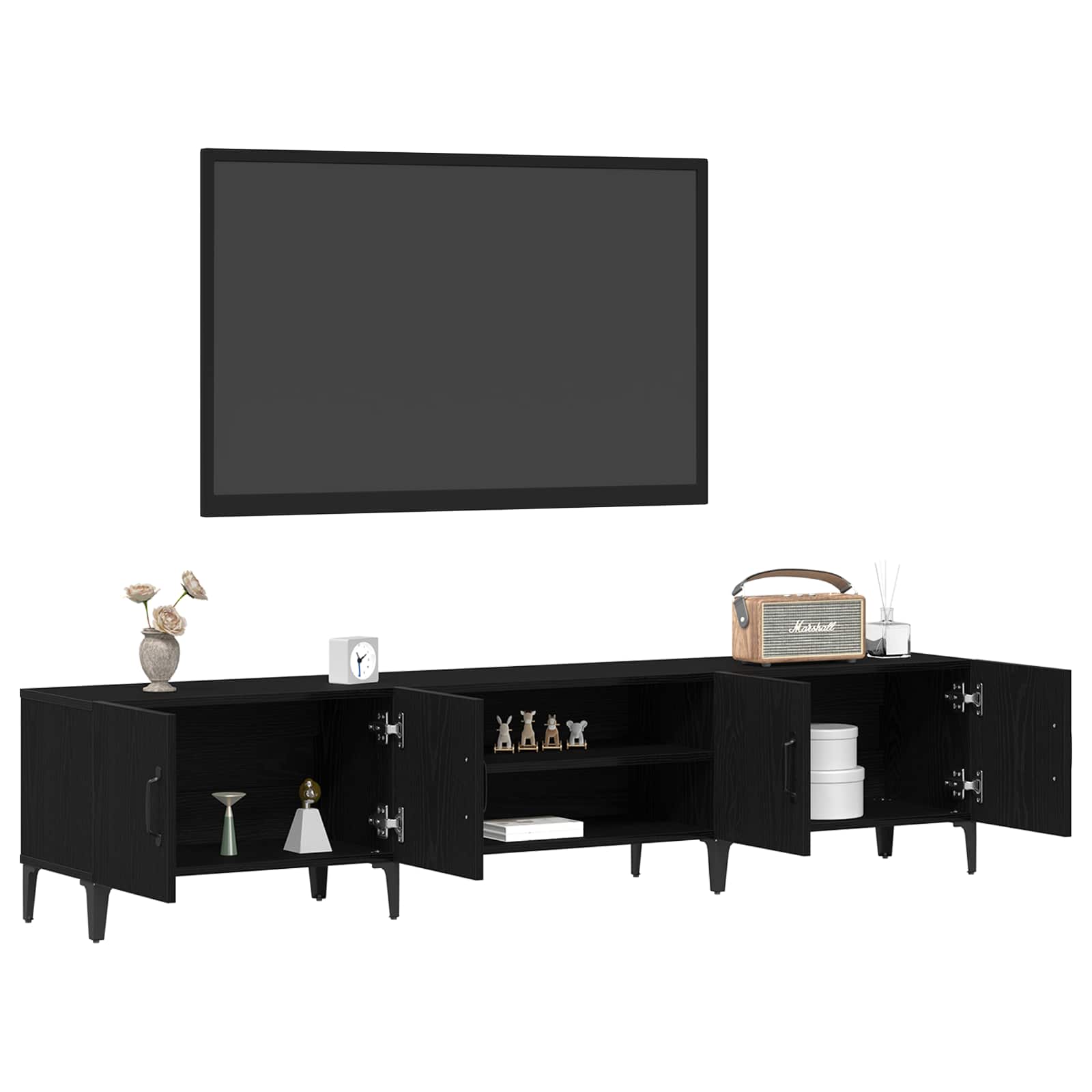 Televizní Skříň 180 X 31,5 X 40 Cm Černý Dub Kompozitní Dřevo