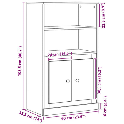 Vyšší Skříň Černý Dub 60 X 35.5 X 103.5 Cm Kompozitní Dřevo