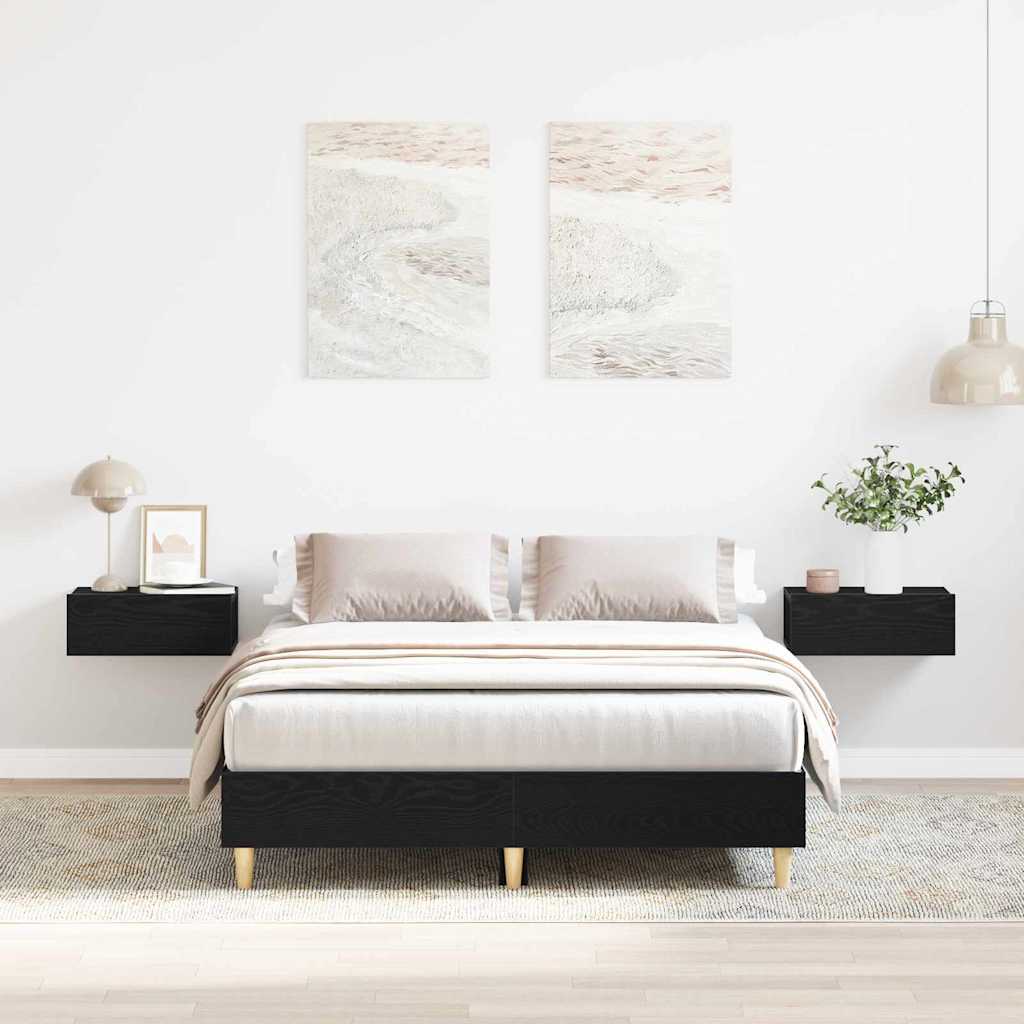 Rám Postele Černý Dub 203 X 123 X 25 Cm Kompozitní Dřevo