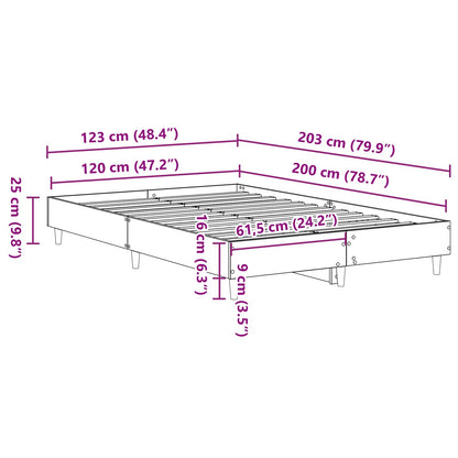 Rám Postele Černý Dub 203 X 123 X 25 Cm Kompozitní Dřevo